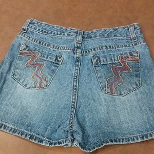 Arizona Jean Company Blue and Red Embroidered Shorts